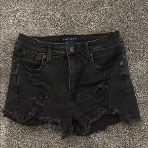 Aeropostale Black Ripped Jean Shorts